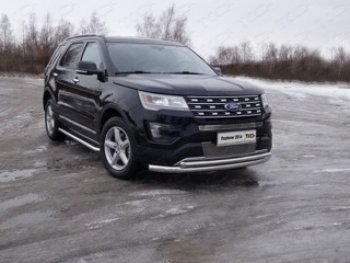 26 499 р. Защита передняя нижняя двойная 76,1*50,8 мм Тюнинг  Ford Explorer  U502 (2015-2018) 1-ый рестайлинг, 5 дв. (нержавейка)  с доставкой в г. Кемерово. Увеличить фотографию 1