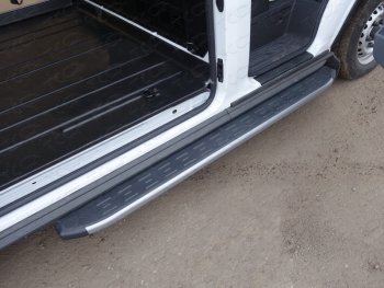 Правый порог алюминиевый с пластиковой накладкой, ТСС Тюнинг Ford Transit (2006-2014) цельнометаллический фургон (карбон серебро)