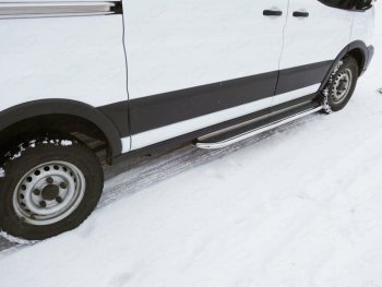 Левый порог с площадкой (укороченный)42,4 мм ТСС Тюнинг Ford Transit (2014-2022) цельнометаллический фургон (нержавеющий лист)