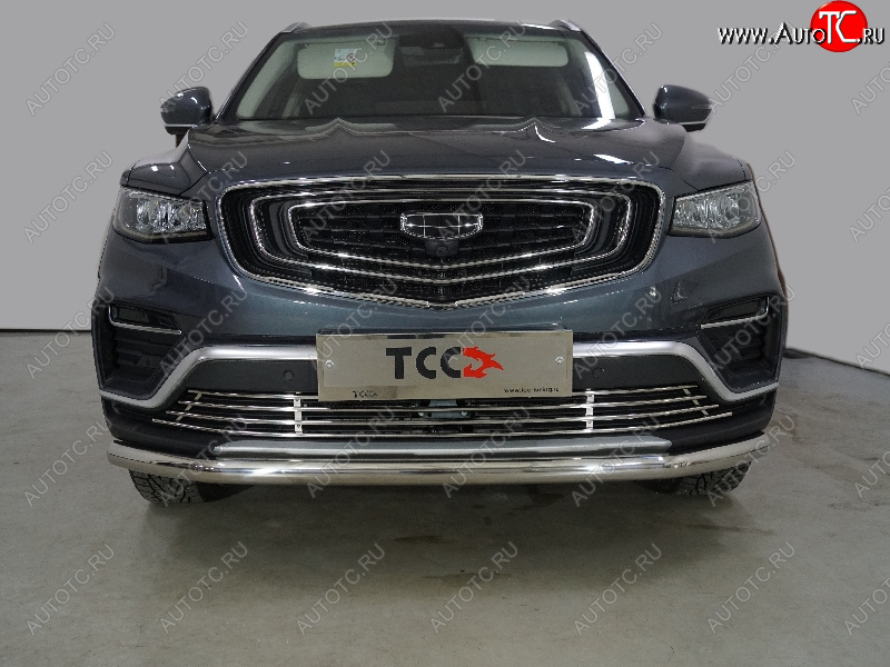 19 399 р. Защита переднего бампера нижняя d60,3 мм ТСС Тюнинг  Geely Atlas  NL3 (2016-2022) (нержавейка)  с доставкой в г. Кемерово