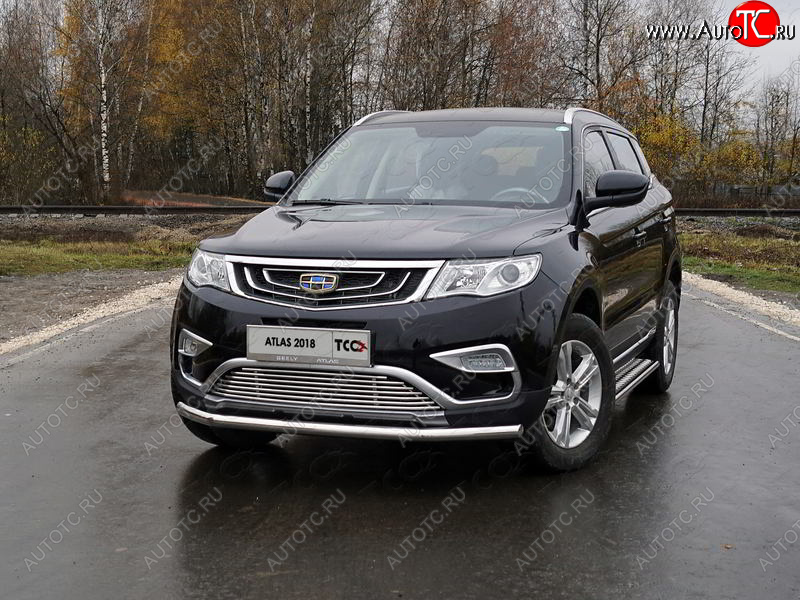 17 649 р. Защита переднего бампера нижняя d60,3 мм ТСС Тюнинг Geely Atlas NL3 (2016-2022) (нержавейка)  с доставкой в г. Кемерово