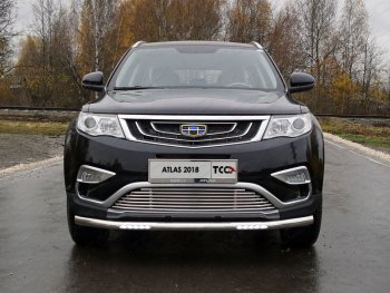 33 849 р. Защита переднего бампера нижняя с ДХО 60,3 мм ТСС Тюнинг  Geely Atlas  NL3 (2016-2022) (нержавейка)  с доставкой в г. Кемерово. Увеличить фотографию 1