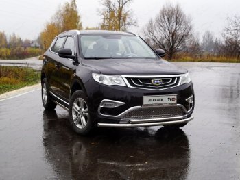 Защита переднего бампера нижняя двойная 60,3*42,4 мм ТСС Тюнинг Geely Atlas NL3 (2016-2022) (нержавейка)