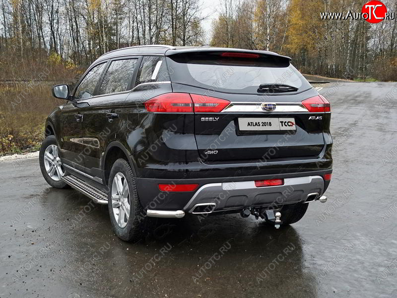 8 799 р. Защита заднего бампера (уголки, d60,3 мм) TCC  Geely Atlas  NL3 (2016-2022)  с доставкой в г. Кемерово