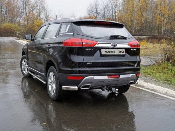 Защита задняя (уголки овальные, нержавейка 75х42 мм) ТСС Тюнинг Geely Atlas  NL3 (2016-2022) (уголки овальные)