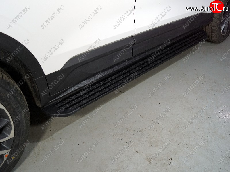 21 999 р. Пороги алюминиевые Slim Line ТСС Тюнинг  Geely Coolray  SX11 (2018-2023) дорестайлинг (Black)  с доставкой в г. Кемерово