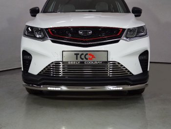 Защита переднего бампера нижняя с ДХО 60,3 мм ТСС Тюнинг Geely Coolray SX11 дорестайлинг (2018-2023) (нержавейка)