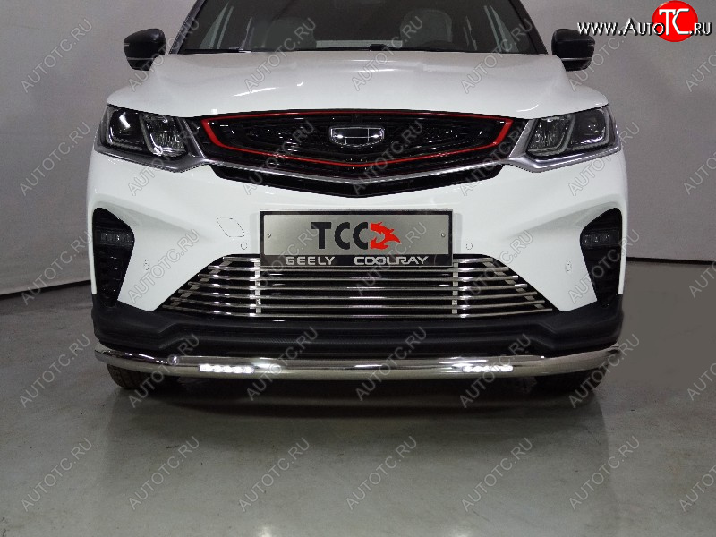 32 999 р. Защита переднего бампера нижняя с ДХО 60,3 мм ТСС Тюнинг Geely Coolray SX11 дорестайлинг (2018-2023) (нержавейка)  с доставкой в г. Кемерово