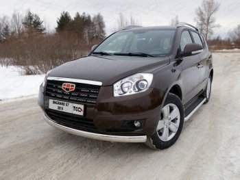 Защита переднего бампера нижняя овальная 75х42 мм ТСС Тюнинг Geely Emgrand X7 дорестайлинг (2011-2015) (нержавейка)