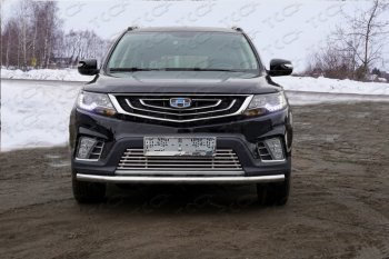 8 799 р. Нижняя декоративная вставка в бампер ТСС Тюнинг  Geely Emgrand X7 (2019-2021) 2-ой рестайлинг (d 12 мм)  с доставкой в г. Кемерово. Увеличить фотографию 1