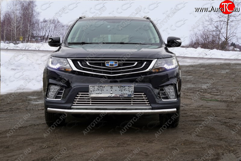 8 799 р. Нижняя декоративная вставка в бампер ТСС Тюнинг  Geely Emgrand X7 (2019-2021) 2-ой рестайлинг (d 12 мм)  с доставкой в г. Кемерово