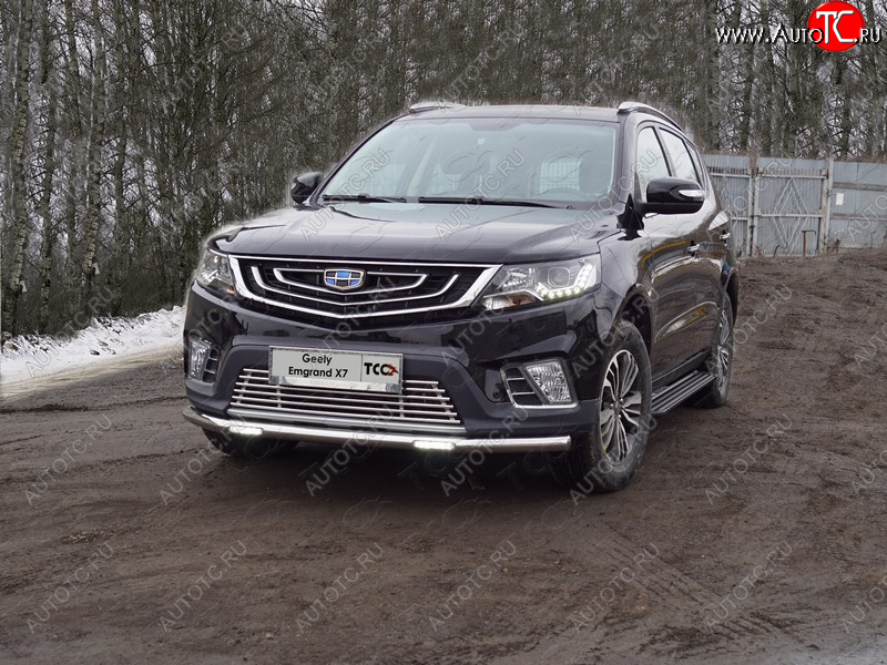27 999 р. Защита переднего бампера нижняя с ДХО 60,3 мм ТСС Тюнинг  Geely Emgrand X7 (2019-2021) 2-ой рестайлинг (нержавейка)  с доставкой в г. Кемерово