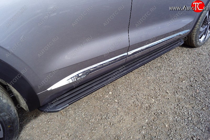 21 999 р. Пороги алюминиевые Slim Line ТСС Тюнинг  Geely Monjaro (2022-2025) (Black)  с доставкой в г. Кемерово