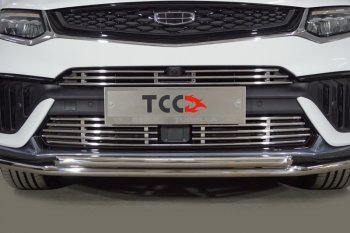 Верхняя декоративная вставка решетки радиатора ТСС Тюнинг Geely Tugella  FY11,HPBA4 (2022-2025) рестайлинг (d 12 мм)