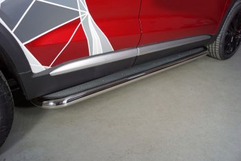 Пороги с площадкой d60,3 мм ТСС Тюнинг Geely Tugella  FY11,HPBA4 (2019-2025) дорестайлинг, рестайлинг (лист нержавейка)