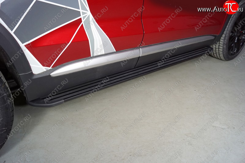 21 999 р. Пороги алюминиевые Slim Line ТСС Тюнинг  Geely Tugella  FY11,HPBA4 (2019-2025) дорестайлинг, рестайлинг (Black)  с доставкой в г. Кемерово