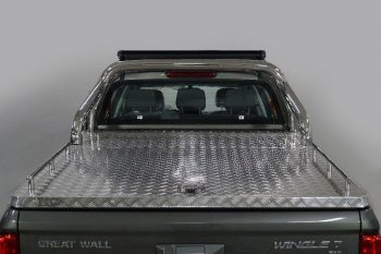 Защита кузова (для крышки) d 76,1 мм со светодиодной фарой ТСС Тюнинг Great Wall Wingle 7 (2018-2023) пикап (нержавейка)