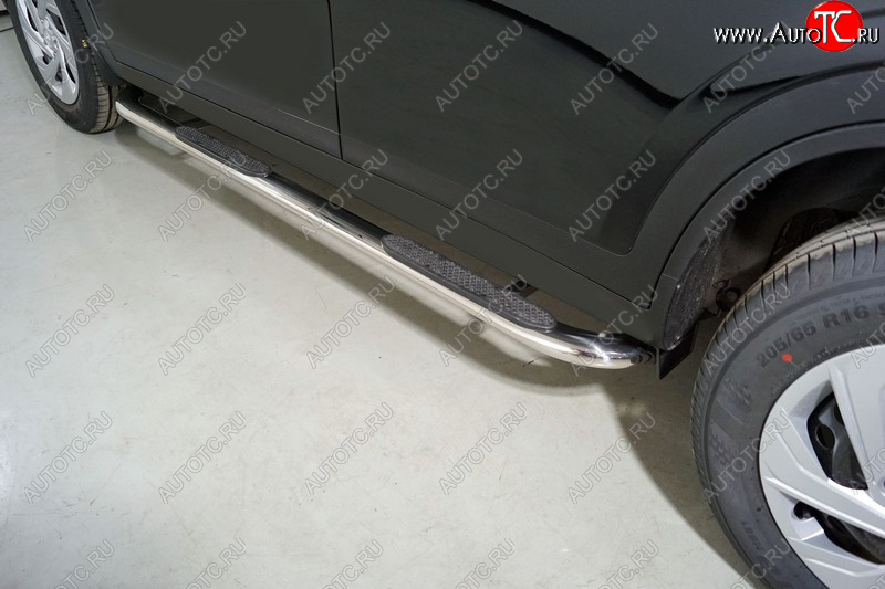 34 749 р. Пороги овальные гнутые с накладкой 75х42 мм ТСС Тюнинг Haval Dargo (2022-2025) (серые)  с доставкой в г. Кемерово