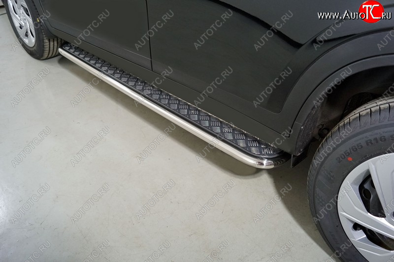 30 549 р. Пороги с площадкой 42,4 мм ТСС Тюнинг Haval Dargo (2022-2025) (серые)  с доставкой в г. Кемерово