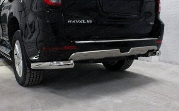 Защита задняя (уголки овальные, нержавейка 75х42 мм) ТСС Тюнинг Haval H9 (2017-2019) 1-ый рестайлинг (уголки овальные)