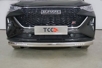 29 649 р. Защита передняя нижняя овальная с ДХО 75х42 мм ТСС Тюнинг Haval F7x рестайлинг (2022-2024) (нержавейка)  с доставкой в г. Кемерово. Увеличить фотографию 1