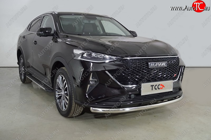 14 299 р. Защита переднего бампера нижняя d60,3 мм ТСС Тюнинг  Haval F7x (2022-2024) рестайлинг (нержавейка)  с доставкой в г. Кемерово