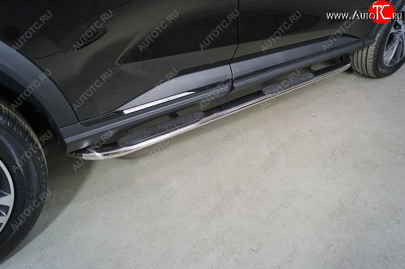 34 749 р. Пороги овальные гнутые с накладкой 75х42 мм Haval F7x рестайлинг (2022-2024) (серые)  с доставкой в г. Кемерово