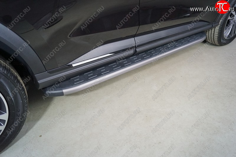 21 999 р. Пороги алюминиевые с пластиковой накладкой ТСС Тюнинг  Haval F7x (2022-2024) рестайлинг (карбон серые)  с доставкой в г. Кемерово