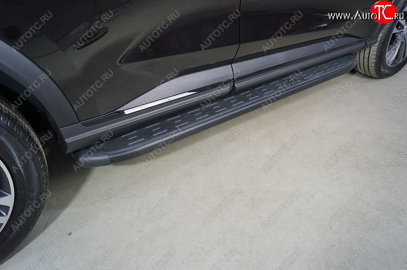 21 999 р. Пороги алюминиевые с пластиковой накладкой ТСС Тюнинг  Haval F7x (2022-2024) рестайлинг (карбон черные)  с доставкой в г. Кемерово