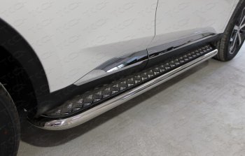 Пороги с площадкой 60,3 мм ТСС Тюнинг Haval F7 рестайлинг (2022-2024) (серые)
