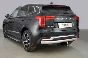 Защита заднего бампера (1.5 2WD, овальная, d75х42 мм) TCC Haval Jolion (2020-2024) дорестайлинг