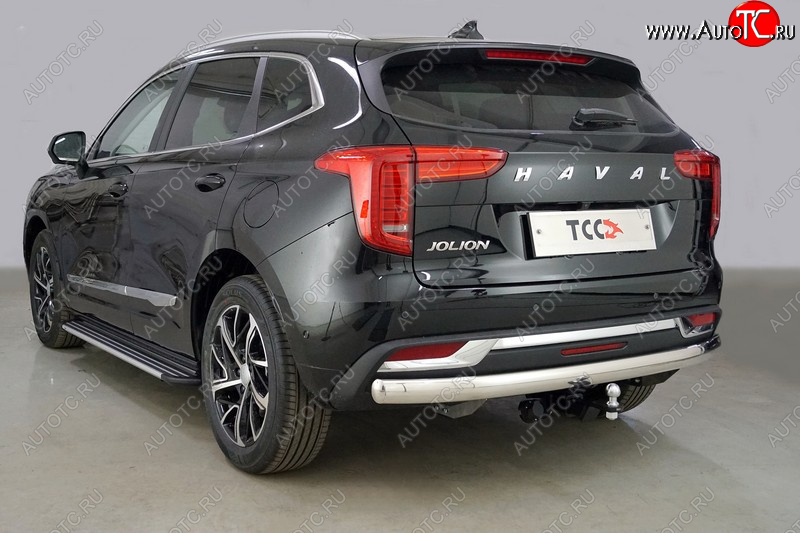 20 599 р. Защита заднего бампера (1.5 2WD, овальная, d75х42 мм) TCC  Haval Jolion (2020-2024) дорестайлинг  с доставкой в г. Кемерово