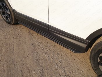 Пороги алюминиевые Slim Line ТСС Тюнинг Honda CR-V  RW,RT (2016-2020) дорестайлинг (Black)