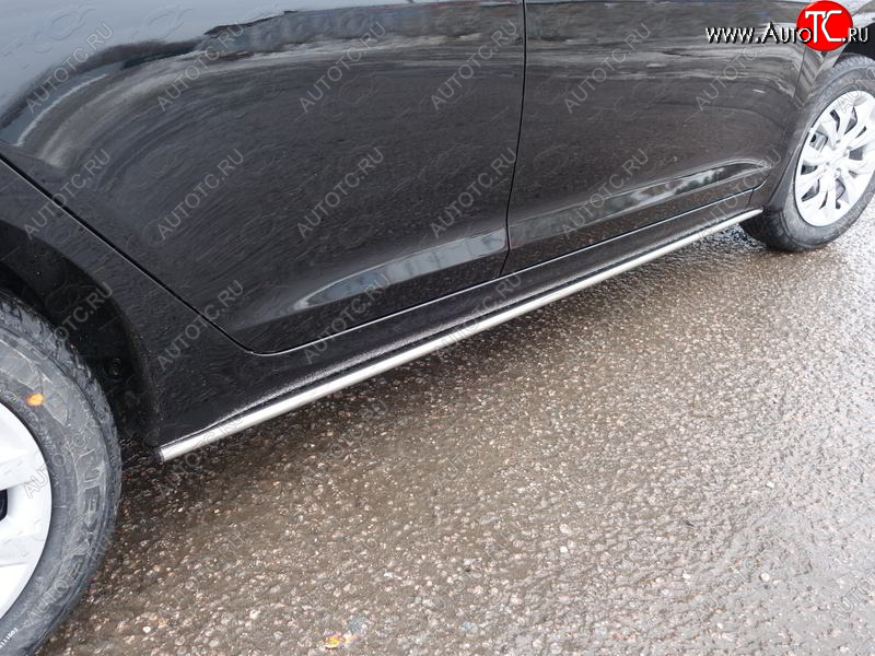 11 749 р. Защита порогов алюминий 25 мм, ТСС Тюнинг  Hyundai i10  BA (2016-2019) рестайлинг  с доставкой в г. Кемерово