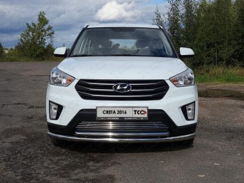 Декоративная вставка в бампер ТСС Тюнинг Hyundai Creta  GS (2015-2021) дорестайлинг, рестайлинг (d 12 мм)