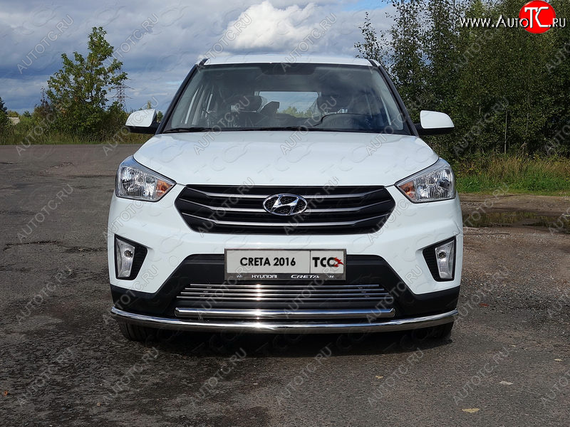 4 999 р. Декоративная вставка в бампер ТСС Тюнинг  Hyundai Creta  GS (2015-2021) дорестайлинг, рестайлинг (d 12 мм)  с доставкой в г. Кемерово