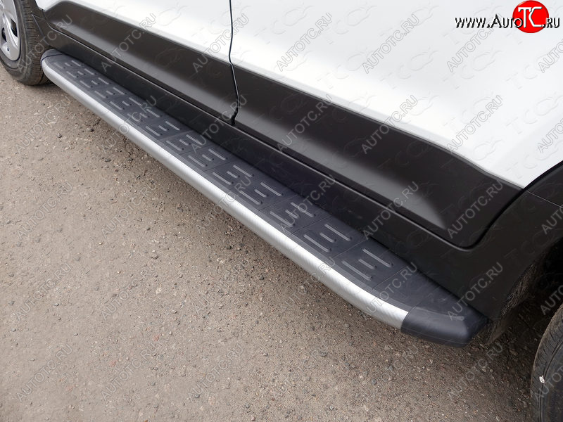 21 999 р. Пороги алюминиевые с пластиковой накладкой, ТСС Тюнинг  Hyundai Creta  GS (2015-2021) дорестайлинг, рестайлинг (карбон серебро)  с доставкой в г. Кемерово