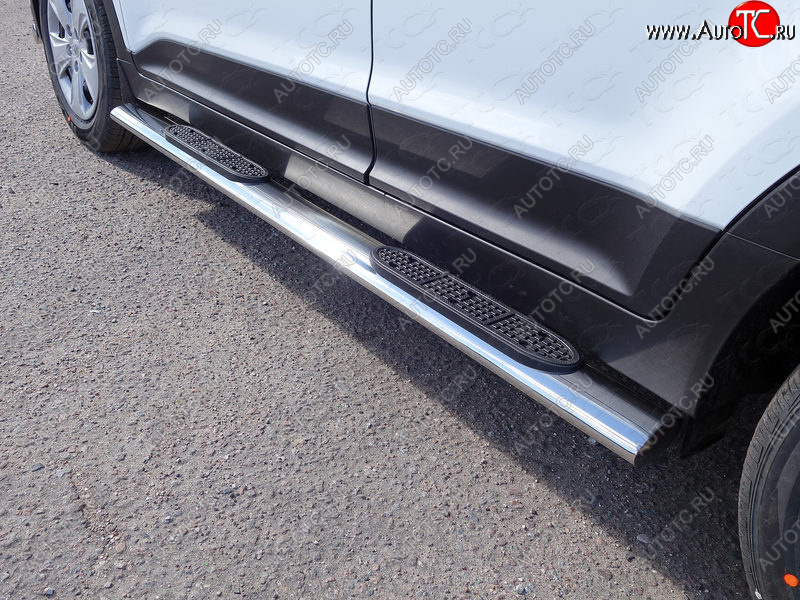 38 799 р. Пороги овальные с накладкой 120х60 мм Hyundai Creta GS рестайлинг (2019-2021) (серые)  с доставкой в г. Кемерово