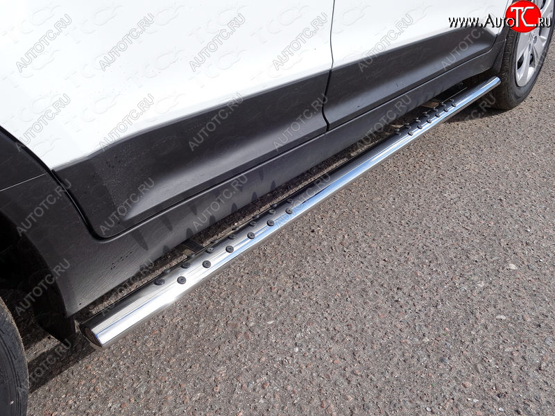 31 399 р. Пороги овальные с проступью 75х42 мм ТСС Тюнинг Hyundai Creta GS рестайлинг (2019-2021) (серые)  с доставкой в г. Кемерово