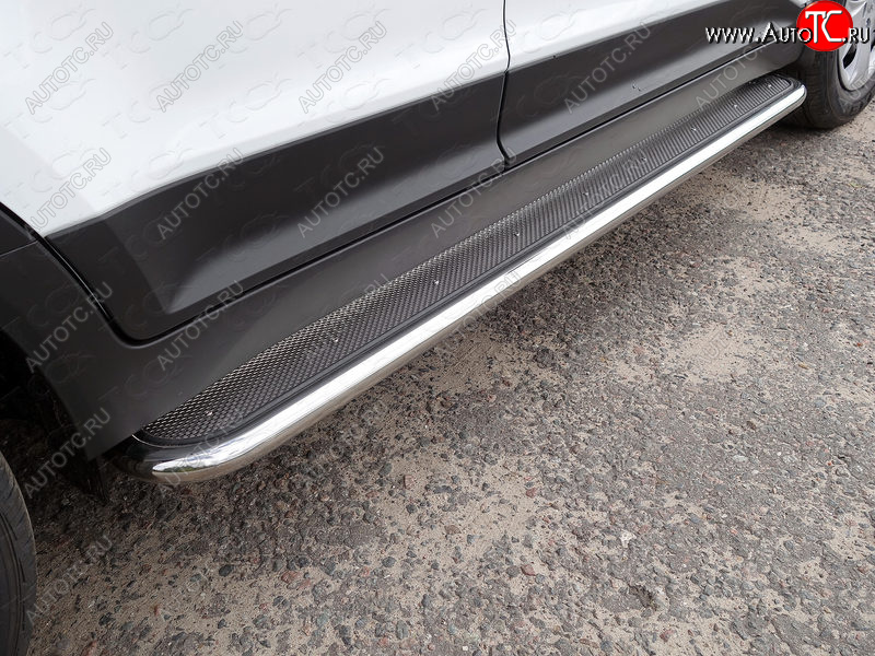 36 999 р. Пороги с площадкой 42,4 мм ТСС Тюнинг Hyundai Creta GS рестайлинг (2019-2021) (нержавейка)  с доставкой в г. Кемерово