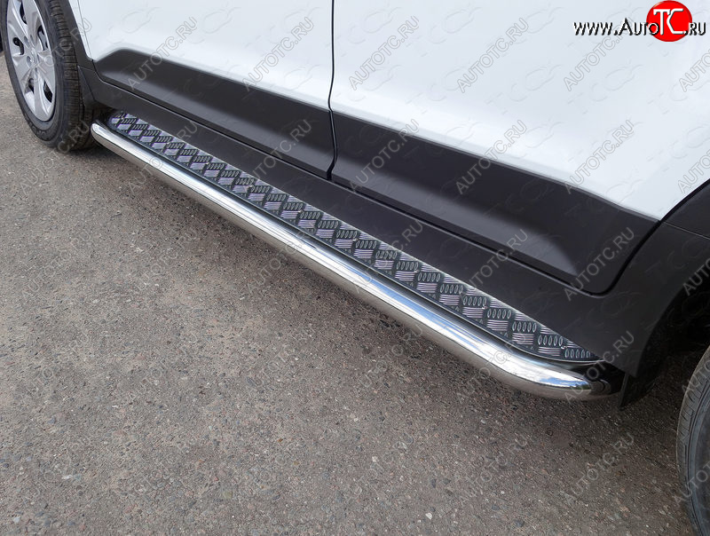 31 999 р. Пороги с площадкой 60,3 мм ТСС Тюнинг  Hyundai Creta  GS (2015-2019) дорестайлинг (серые)  с доставкой в г. Кемерово
