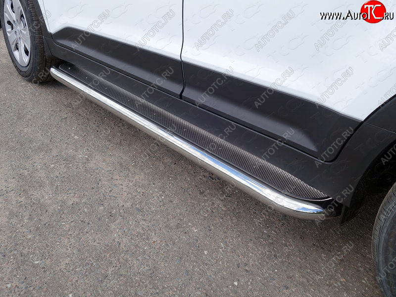 41 749 р. Пороги с площадкой 60,3 мм ТСС Тюнинг  Hyundai Creta  GS (2015-2021) дорестайлинг, рестайлинг (нержавейка)  с доставкой в г. Кемерово
