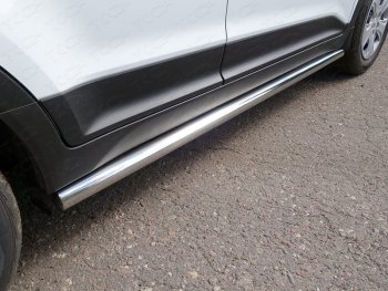 Защита порогов труба d60,3 мм ТСС Тюнинг Hyundai Creta  GS (2015-2019) дорестайлинг (серые)