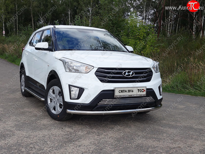 17 649 р. Защита переднего бампера нижняя d60,3 мм ТСС Тюнинг  Hyundai Creta  GS (2015-2019) дорестайлинг (нержавейка)  с доставкой в г. Кемерово