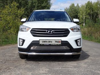 33 849 р. Защита переднего бампера нижняя с ДХО 60,3 мм ТСС Тюнинг Hyundai Creta GS рестайлинг (2019-2021) (нержавейка)  с доставкой в г. Кемерово. Увеличить фотографию 1