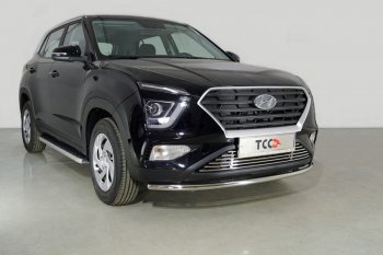 Защита переднего бампера нижняя d42,4 мм ТСС Тюнинг Hyundai Creta SU (2020-2022) (нержавейка)