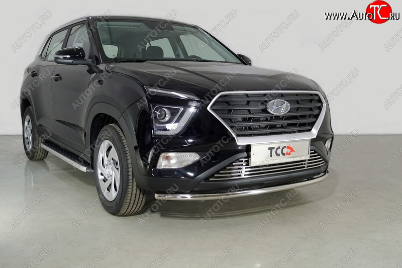 17 099 р. Защита переднего бампера нижняя d42,4 мм ТСС Тюнинг Hyundai Creta SU (2020-2022) (нержавейка)  с доставкой в г. Кемерово
