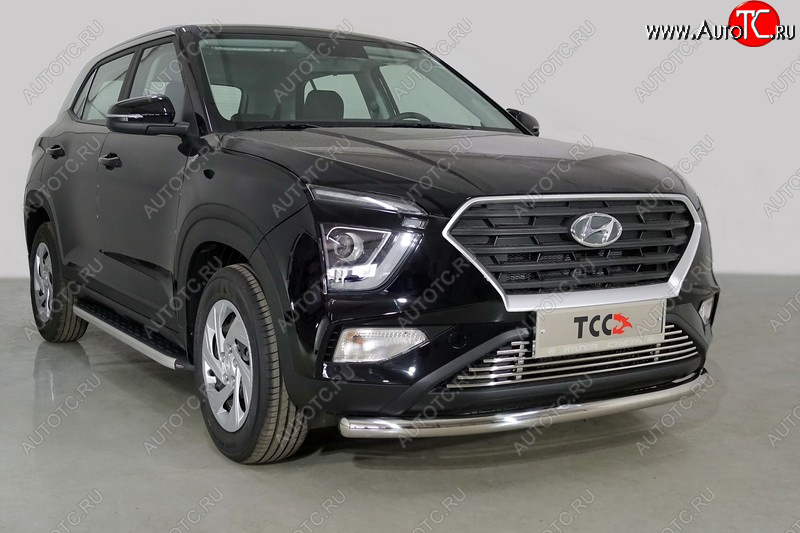 20 749 р. Защита переднего бампера нижняя d60,3 мм ТСС Тюнинг Hyundai Creta SU (2020-2022) (нержавейка)  с доставкой в г. Кемерово