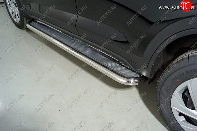 44 999 р. Пороги с площадкой 60,3 мм ТСС Тюнинг  Hyundai Creta  SU (2020-2022) (нержавейка)  с доставкой в г. Кемерово