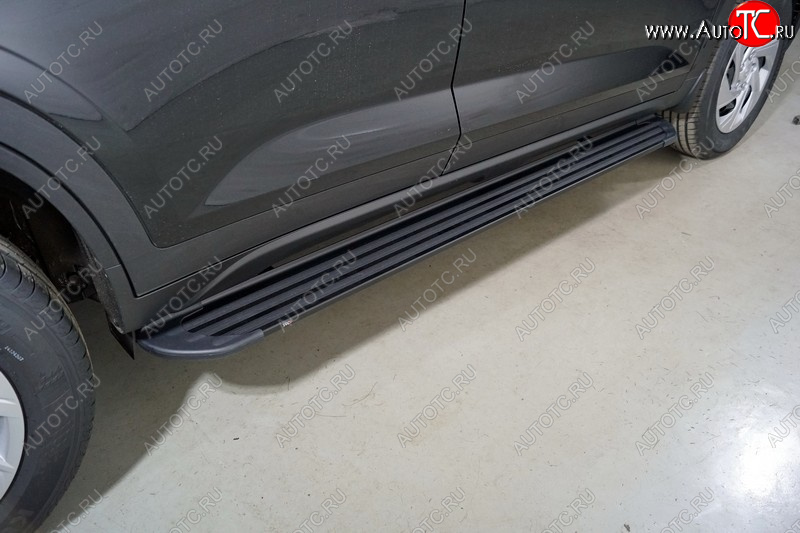 21 999 р. Пороги алюминиевые Slim Line ТСС Тюнинг  Hyundai Creta  SU (2020-2022) (Black)  с доставкой в г. Кемерово